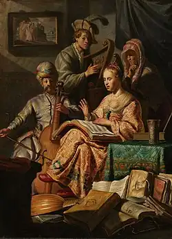 Musizierende Gesellschaft, 1626, Öl auf Eichenholz, 63,4&nbsp;× 47,6&nbsp;cm, Rijksmuseum Amsterdam