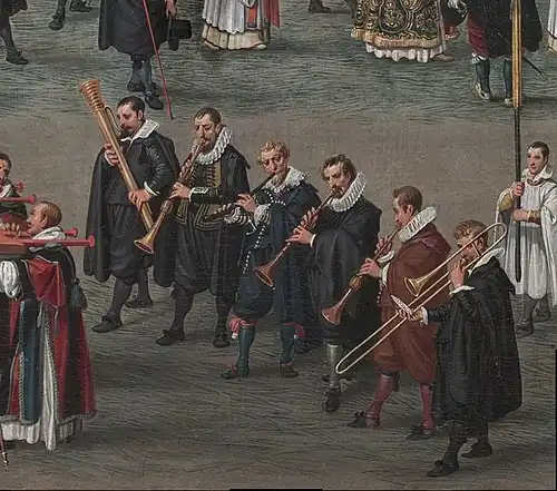 Musicians from 'Procession in honour of Our Lady of Sablon in Brussels'