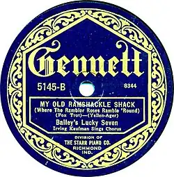 Bailey’s Lucky Seven – My Old Ramshackle Shack, 192?