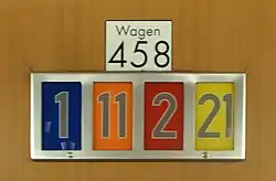 Anzeige der Linienummer per Beleuchtung des jeweiligen Feldes (Baureihe DT1, Nürnberg)