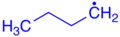 n-Butylradikal, n-Butylgruppe blau markiert.