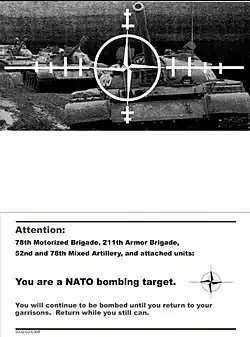 NATO-Flugblatt, das während der Operation Allied Force abgeworfen wurde