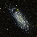 Ultraviolettaufnahme der Galaxie NGC 3198 mittels GALEX.