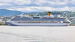 Left side view of cuise ship Costa Pacifica in Trondheim, Norway (June 2018)