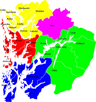 Distrikte von Hordaland