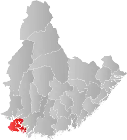 Lage der Kommune in der Provinz Agder