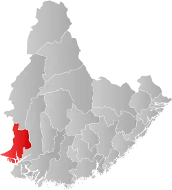 Lage der Kommune in der Provinz Agder