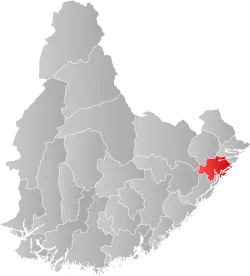 Lage der Kommune in der Provinz Agder