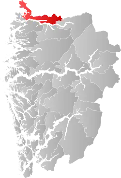 Lage der Kommune in der Provinz Vestland
