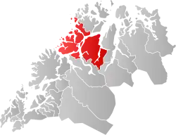 Lage der Kommune in der Provinz Troms