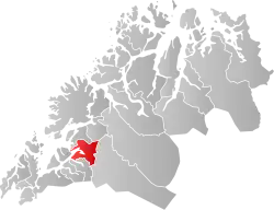 Lage der Kommune in der Provinz Troms