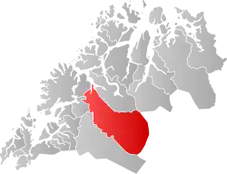 Lage der Kommune in der Provinz Troms