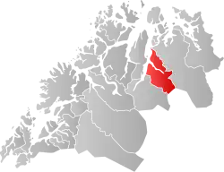 Lage der Kommune in der Provinz Troms
