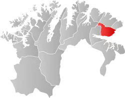Lage der Kommune in der Provinz Finnmark