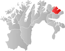 Lage der Kommune in der Provinz Finnmark