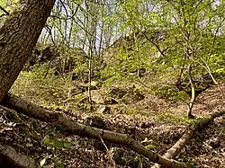 Steinbruch an der Oberkante des Wupperhangs