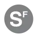 Rundes Liniensignet mit dem weißen Großbuchstaben S und dem tiefer gesetzten Großbuchstaben F in grau gefülltem Kreis vor neutralem Hintergrund