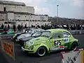 Parc Fermé des Renn-Slaloms vor der Steintribüne am Norisring