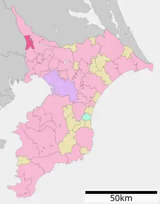 Lage Nagareyamas in der Präfektur