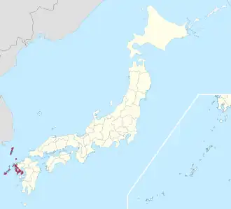 Lage der Präfektur Nagasaki in Japan