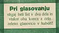 „Bei der Stimmabgabe reißt man das weiße Blatt in zwei Hälften und steckt beide zusammen mit dem grünen Stimmzettel in die Wahlurne!“