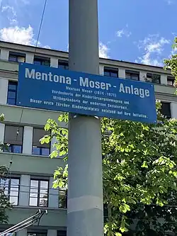 Tafel eines Schildes in Zürich, Stauffacherstr. (Kreis 4)