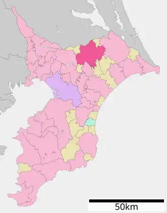 Lage Naritas in der Präfektur