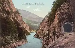 Südportale der Tunnel Nr. 67 und 66 unmittelbar vor der Mündung des Lims in die Drina