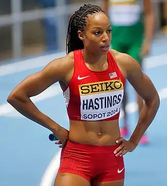 Die viertplatzierte Natasha Hastings erlief sich am Schlusstag als Mitglied mit der 4-mal-400-Meter-Staffel der USA noch WM-Gold