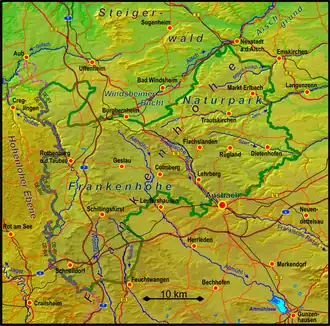 Lage der Frankenhöhe