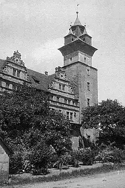 Eckturm Schloss Neuenstein. Foto vom 29. Juni 1927