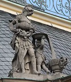 35. Temperantia (Mäßigkeit) – Putto, Krug, Schale, Amphore.