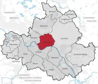 Lage des Stadtbezirks Neustadt in Dresden