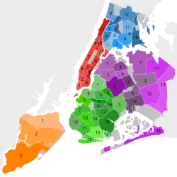 Community Districts (mit Staten Island im Südwesten)