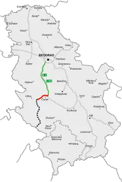 Verlauf des Autoput A2