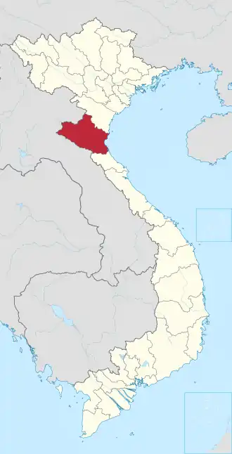 Karte von Vietnam mit der Provinz Nghệ An hervorgehoben