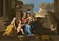 In dem Gemälde Die Treppenmadonna von Nicolas Poussin von 1648 bewirken die über die gesamte Bildbreite verlaufenden, vorgelagerten Treppenstufen eine Überhöhung der Heiligen Familie. Zudem kann man sich vorstellen, dass die Betrachtenden die drei Weihegabe auf der untersten Treppenstufe gerade abgelegt haben. Dadurch werden sie einbezogen, bleiben aber auf Distanz.[4]