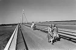 Der ältere Teil der Waalbrücke bei Ewijk kurz nach der Freigabe, 1976,
