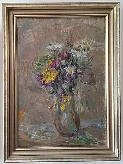 Stillleben mit Blumen, Leinwand, Öl, 40 × 60 cm