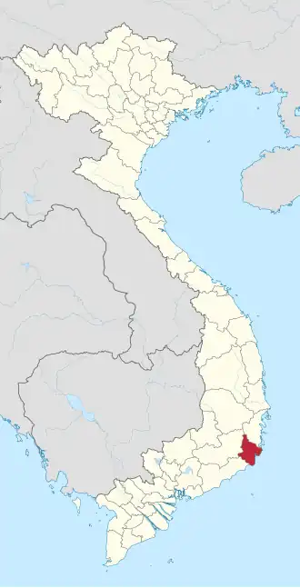 Karte von Vietnam mit der Provinz Ninh Thuận hervorgehoben