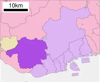 Lage Nishi-kus in der Stadt Kōbe