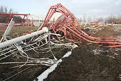 Reste des Nordmastes nach der Sprengung