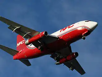 Boeing 737 der NAC im Landeanflug auf den Flughafen Anchorage
