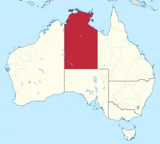 Lage des Territoriums Northern Territory