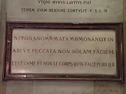 Votivtafel in Notre-Dame-des-Victoires, Paris; dreisprachig griechisch-lateinisch-französisch