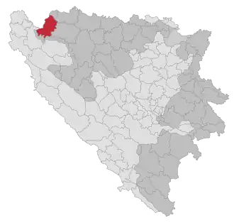 Lage der Gemeinde Novi Grad (Bosnien und Herzegowina) in Bosnien und Herzegowina (anklickbare Karte)