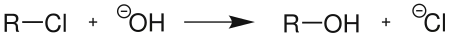 Reaktion von Alkylchloriden mit Hydroxid-Ionen zu Alkoholen