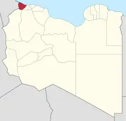 Die Lage von Munizip an-Nuqat al-Chams in Libyen