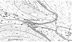 Limesverlauf im Bereich der Wachtürme Wp 10/36 und 10/37 (um 1896)