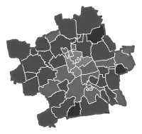 (Relative) Stimmenmehrheit nach Stadtteilen im 2. Wahlgang